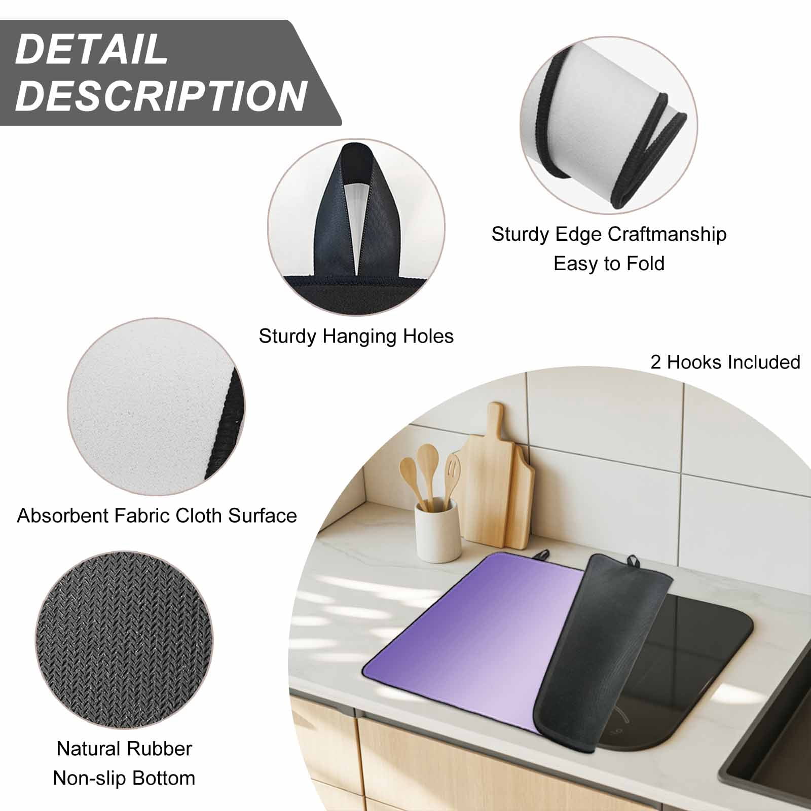 Purple Ombre Stove Top Cover for Electric Stove, Heat-proof & Non Slip Glass Top Stove Cover Protector, Modern Gradient Abstract Art Kitchen Flat Cooktop Rubber Mat 24x21 Inches