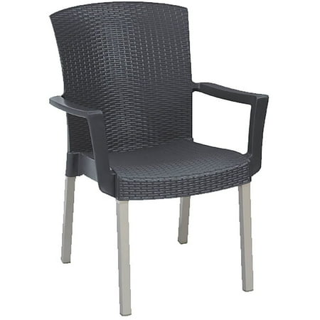Grosfillex Havana Classic Stacking Armchair in Charcoal
