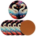 thumbnail image 2 of Swan 6Pcs Round Microfiber Leather Car Coasters, 11x11 cm/4.3x4.3 in, Cup Holder Coasters for Car, Drink Absorbent Car Coasters, Slip Car Coaster Set, 2 of 6