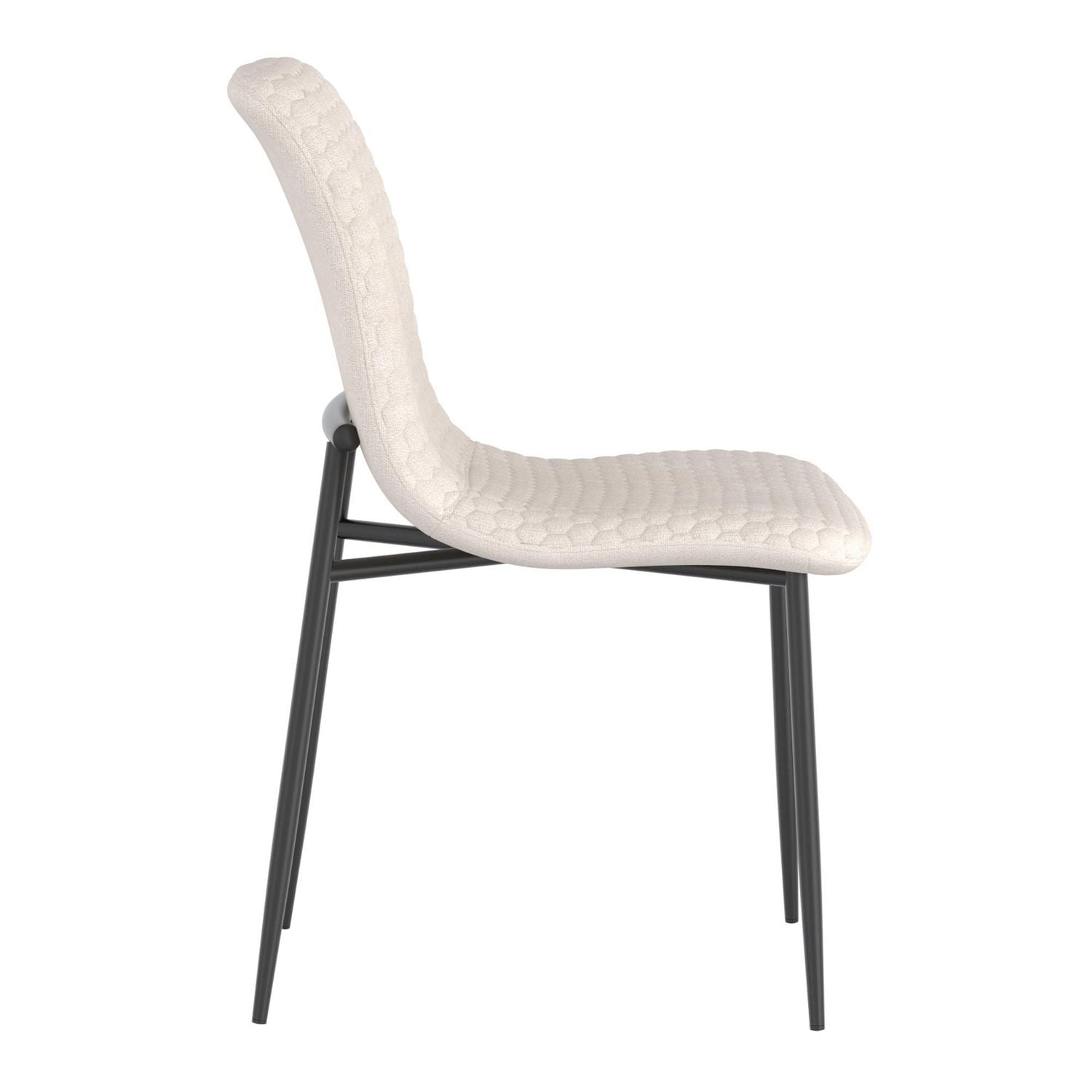 Contemporary Fabric and Metal Dining Chair, Set of 2 - Beige and Black