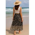 thumbnail image 4 of Moomaya Women's Chiffon Maxi Skirt with Lining - 40" Long Printed Skirt for Beach, Summer Outfits, High Waist Flowy Skirt, 4 of 7