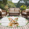 thumbnail image 5 of Easter Bunny Round Area Rugs Collection 8', Spring Daisy Botanical Leaves Gray Wooden Non Slip Indoor Circular Throw Runner Rug Floor Mat Carpet for Living Room Dining Table Bedroom Nursery, 5 of 9