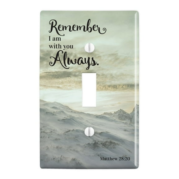 Remember I Am With You Always Matthew 28:20 Snowy Mountain Plastic Wall Decor Toggle Light Switch Plate Cover