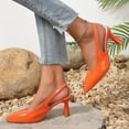 thumbnail image 2 of HAOTAGS Women Slip On Pumps,Dress Party Pointy Toe Elastic Back Shoes Orange, 2 of 2