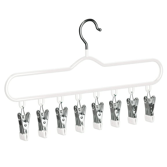 Clothes Hanger with Clips, Stainless Steel Green Organzer Hanger With 8 Clips, Used for Hanging Socks, Small Clothes, Hats, Towels and Gloves