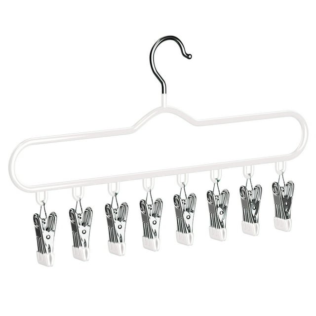 Btomtd Stainless Steel Hook Drying Rack With Clips Multifunctional Clothes Drying Rack Suitab, White