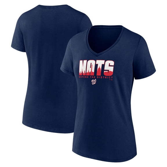 Women's  Navy Washington Nationals Defend the District V-Neck T-Shirt