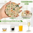 thumbnail image 2 of Yayeee 6 PCS Drink Coasters with Holder Set Woven Absorbent Round Tabletop Hot Pad, Leaves Pattern, 2 of 7