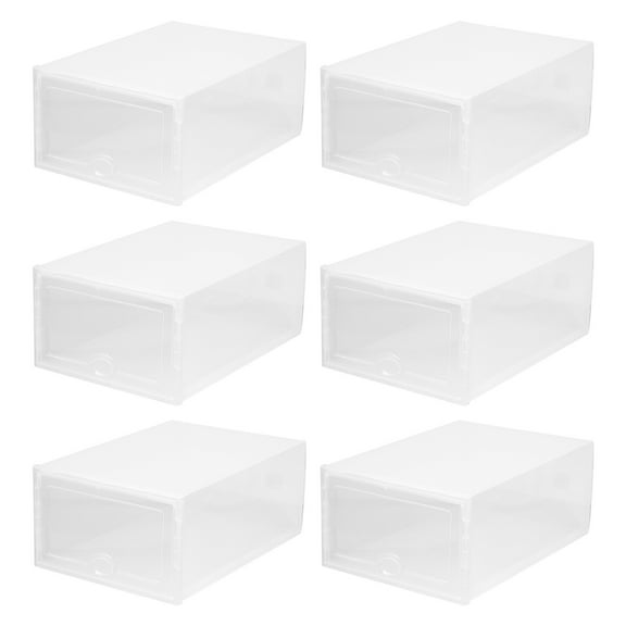 ITSELFER 6 Pcs Transparent Plastic Shoe Box Drawer Type Shoes Storage Container