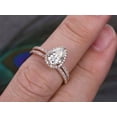 thumbnail image 6 of Perfect 2 Carat Pear cut Man made diamond moissanite and Man made diamond moissanite Halo Weding Ring Set with 18k Gold Plating, 6 of 6