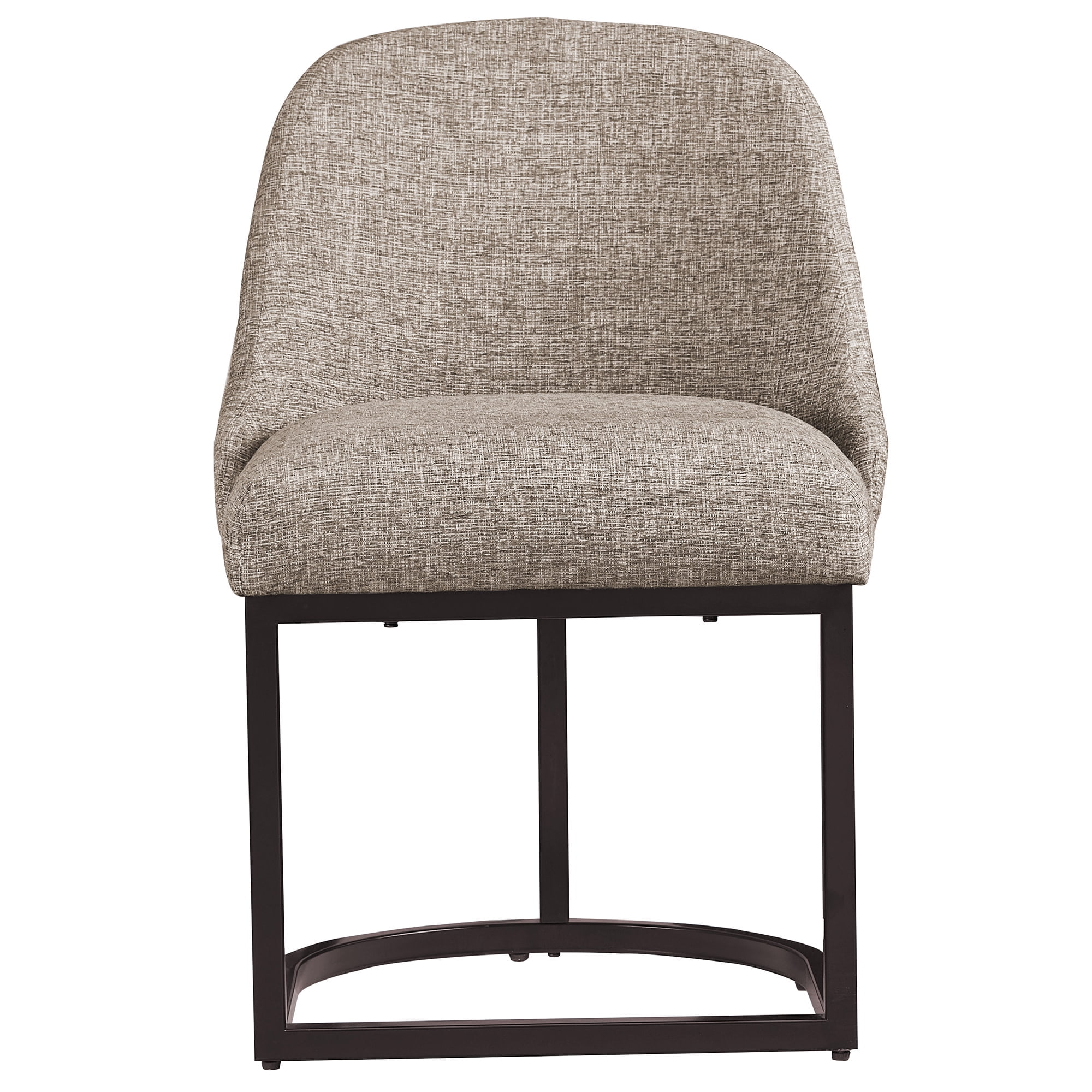 Upholstered Barrelback Dining Chair with Brown Metal Base, Set of 2