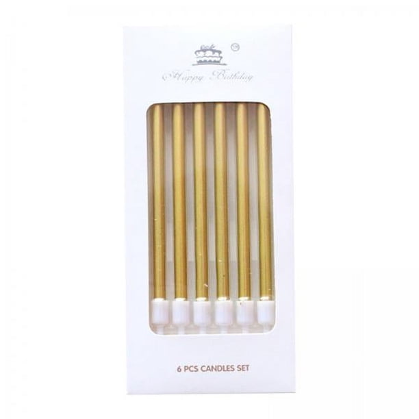 3x6 Velas De Cumpleaños, Adornos Para Tartas, Accesorios Largos Para Fotografía De Fiesta De Cumpleaños Dorados