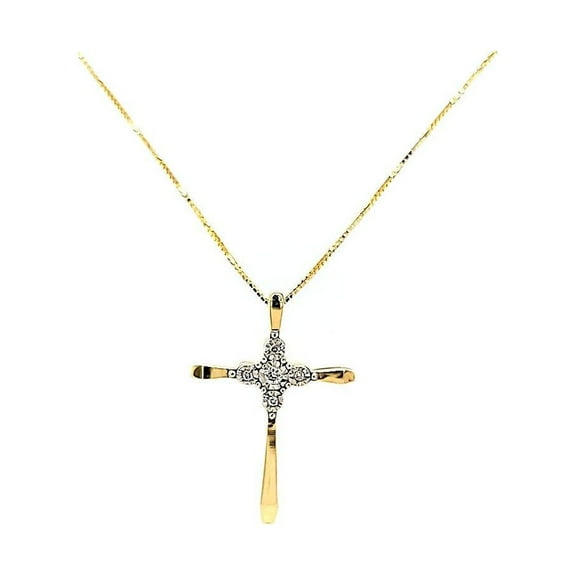 Exquisite Diamond Cross Necklace in Yellow Gold