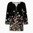 thumbnail image 4 of Towmus 3/4 Length Sleeve Womens Tops Plus Size Blouses Regular Fit T-Shirts Floral Print Tops V Neck Blouses Casual T Shirts Button Up Button Down Pullover Summer Tees, 4 of 5