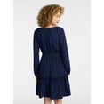 thumbnail image 3 of Time and Tru Women's Lace Trimmed Mini Dress with Long Sleeves, Sizes XS – XXXL, 3 of 5