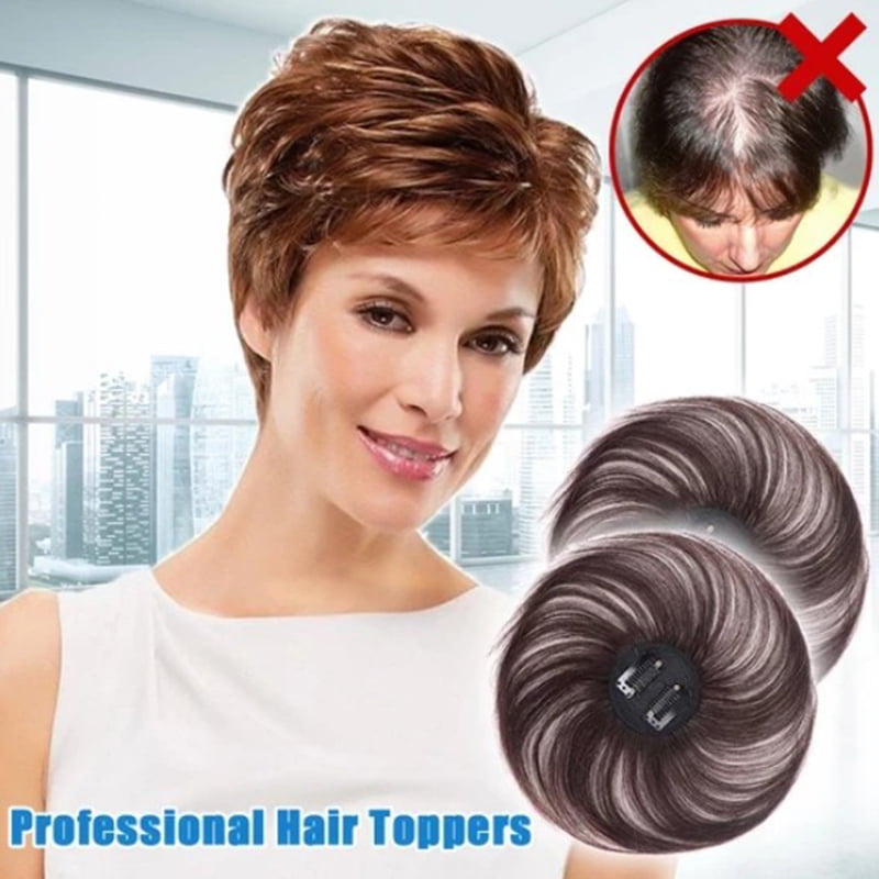 Clip-On Hair Topper Wig Human Hair Hairpiece Hair Extension Wig for Women  New 