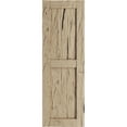 thumbnail image 2 of Ekena Millwork 15"W x 84"H Rustic Two Equal Panel Flat Panel Hand Hewn Faux Wood Shutters (Per Pair), Primed Tan, 2 of 11