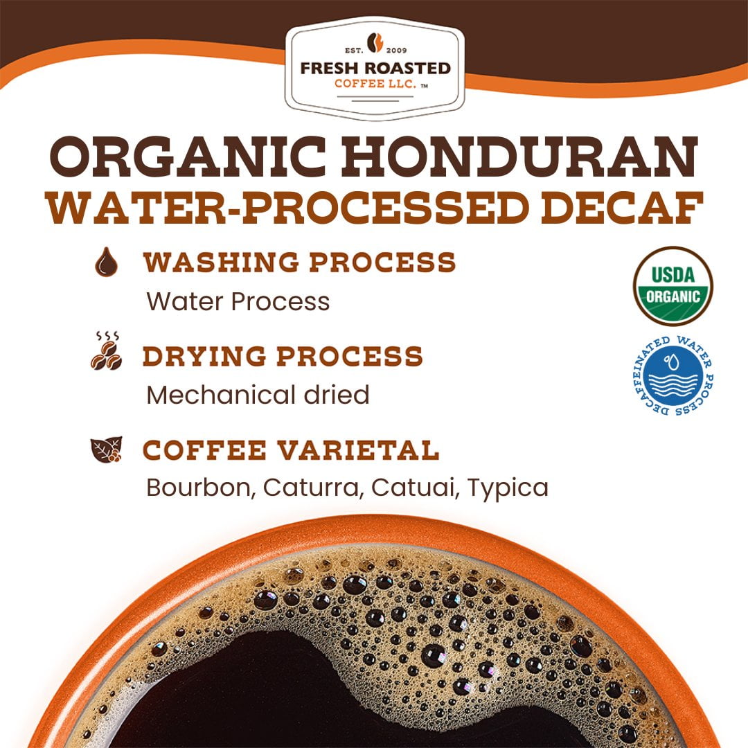 3 pack Fresh Roasted Coffee, Organic Honduran Water-Processed Decaf Coffee, Medium Roast, Ground, 12 oz