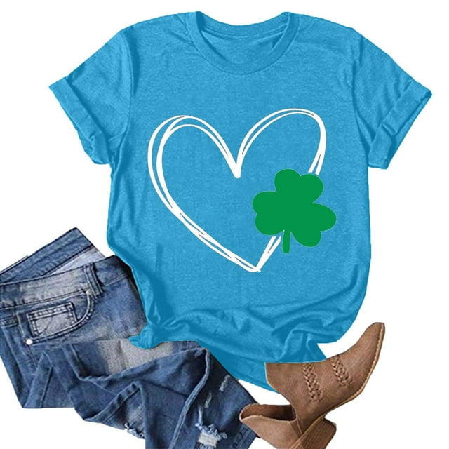T-Shirt de la Saint-Patrick pour Femmes Mode Saint-Patrick Imprimé Col Rond Manches Courtes T-Shirt Décontracté Haut T-Shirts de la Saint-Patrick pour Femmes