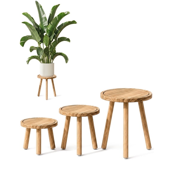 Bamworld Plant Stands Indoor 3 Pack Single Plant Stand for Multiple Plants Corner Plant Stool Wooden Plant Stands for Patio Garden Balcony Living Room Bedroom