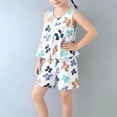 thumbnail image 2 of IFNWSV Toddler Girl Outfits Thin Suit Sleeveless Top Shorts Two-piece Set Home Wear Dark Blue 7-8 Years, 2 of 6