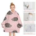 thumbnail image 6 of Pink Hedgehog Pattern Blanket Hoodies for Kids 6-13YR Oversize Wearable Blanket Hoodies for Boys Girls Teens, 6 of 7