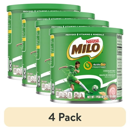 (4 pack) Nestle Milo Active Go Chocolate Malt Powder Drink Mix, 14.1 oz