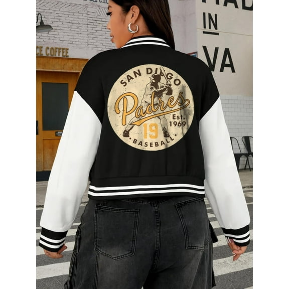 Women's Big Size Baseball Jacket Tony Gwynn Padres Hoodie Bomber Jacket Oversize Ladies Sportswear Fernando Tatis Jr MLB Friars