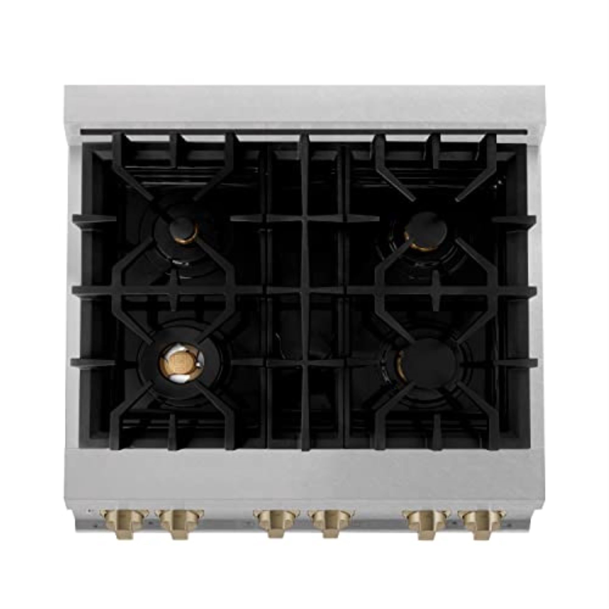ZLINE 30 in. Autograph Edition Dual Fuel Range in DuraSnow Stainless Steel with Champagne Bronze Accents (RASZ-SN-30-CB)