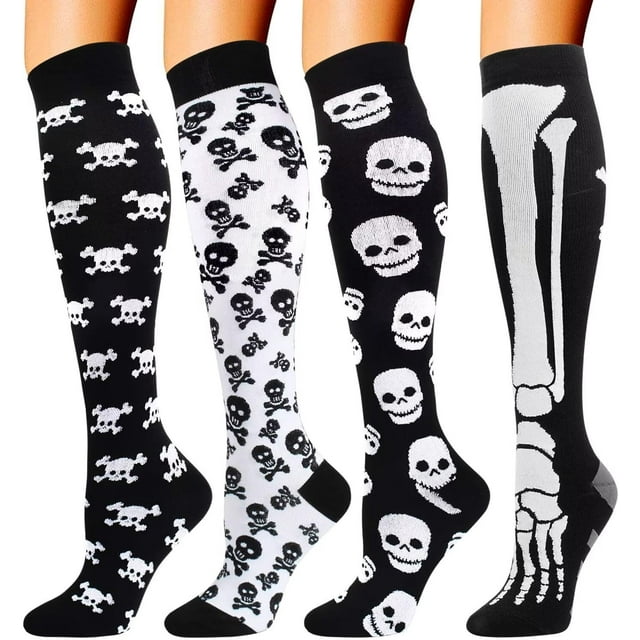 Bas de Compression Double Couple 4 Paires pour Hommes et Femmes 20-30 mmHg Bas de Compression