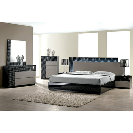 Modern Romania 4 Piece Bedroom Set Queen Size Bed Leather Like