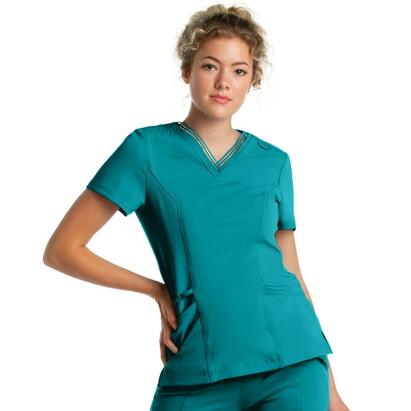 Urbane Impulse Slim Fit Extreme Stretch 2-Pocket V-Neck Scrub Top for Women 9105