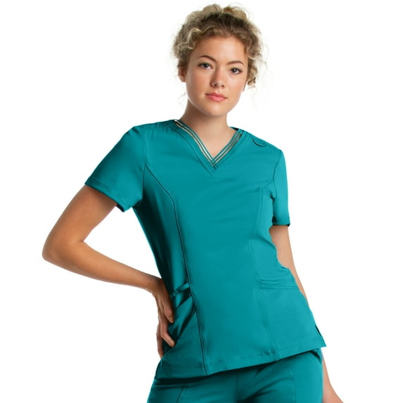 Urbane Impulse Slim Fit Extreme Stretch 2-Pocket V-Neck Scrub Top for Women 9105