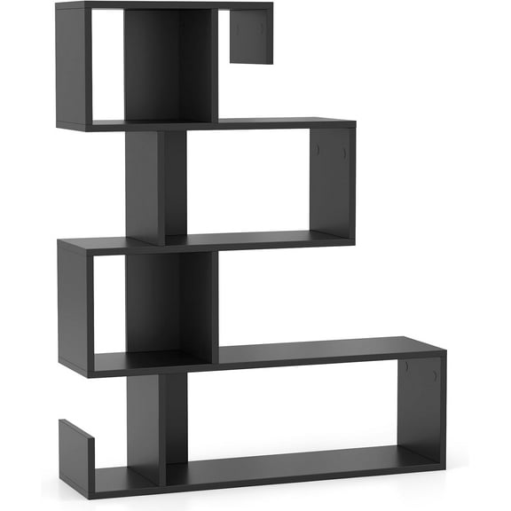 CRXX S-Shaped Bookshelf, Geometric Bookcase with Open Shelves, Modern Display Shelving Unit, Wood Bookshelves & Bookcases, Book Shelf for Bedroom, Living Room, Study