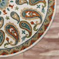thumbnail image 4 of 7â€™ Round Orange and White Paisley Area Rug, 4 of 5