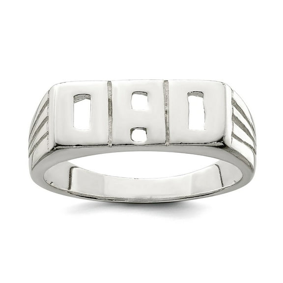 925 Sterling Silver Polished Solid Dad Ring Size 10 7mm Wide Ring for Women - 5.6 Grams