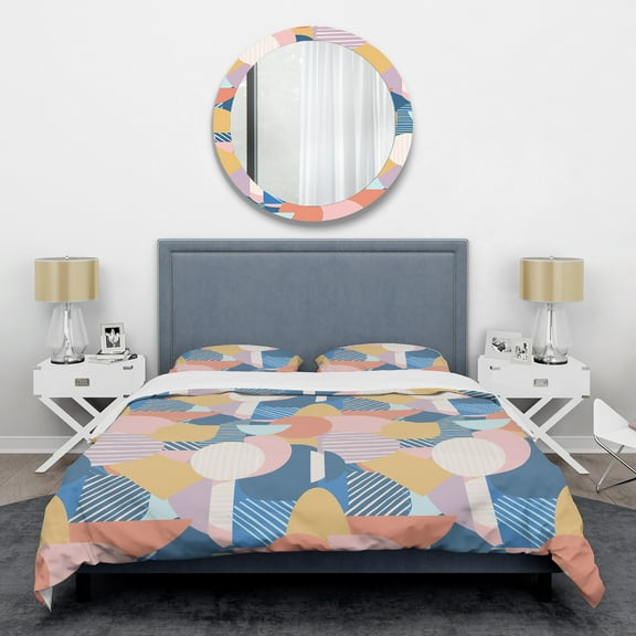 Designart 'Modern geometric shapes pattern' Mid-Century Modern Duvet Cover Set