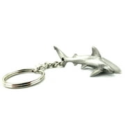 Reef Shark Keychain for Men and Women- Grey Reef Shark Keychain Charm | Gifts for Shark Lovers | Realistic Antique Pewter Keyring | Reef Shark Key Fob