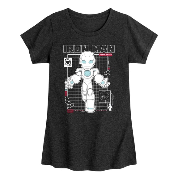 Iron Man & His Awesome Friends - Digital Iron Man - Youth Girls Fitted Short Sleeve T-Shirt
