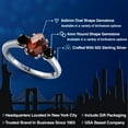 thumbnail image 2 of Gem Stone King 2.07 Ct Oval Checkerboard Red Garnet Black Diamond 925 Sterling Silver Ring, 2 of 6