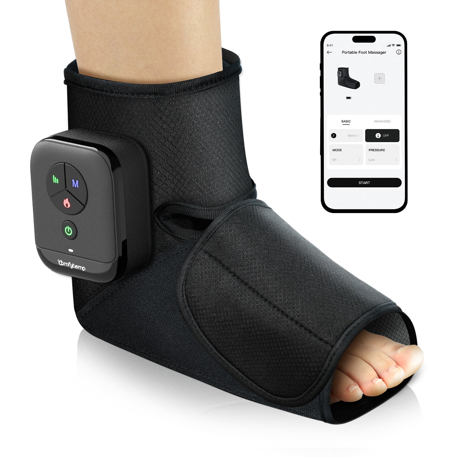 Comfytemp Cordless Foot Massager with Heat, Rechargeable Air Compression Boots, One Size, Unisex