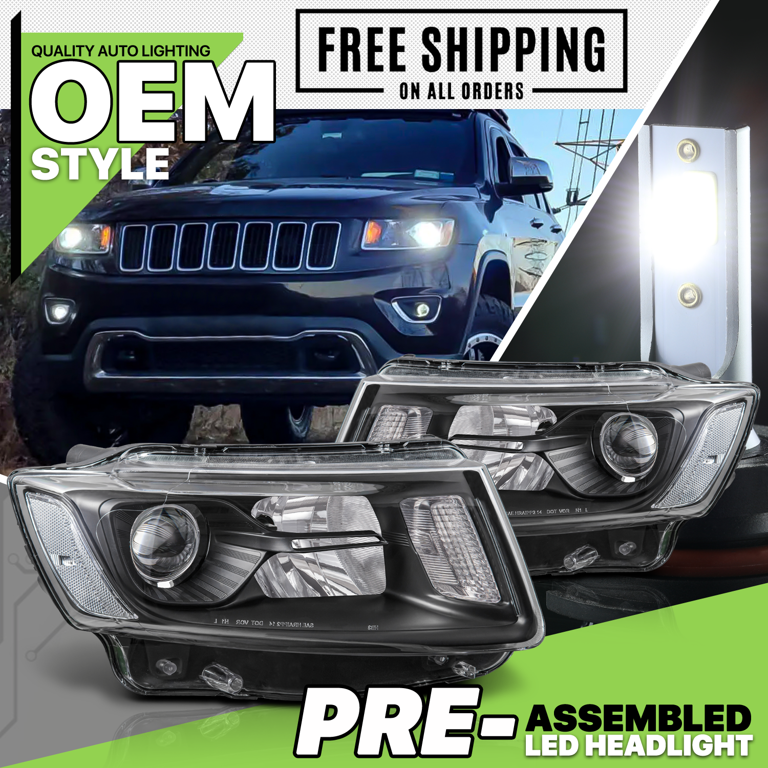 Headlight Assembly Pair For Jeep Grand Cherokee 2014-2016 – Projector Style, Halogen, DOT-Certified – By Autodayplus 9 thumbnail image
