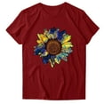 thumbnail image 2 of DondPO Tshirts for Women,Summer Tops Women ShirtSunflower Print Top Shirts Women ShirtSunflower Print Top Shirts Graphic Tees,Tshirts Shirts,Women's Tops,Short Sleeve Tops Wine M, 2 of 4