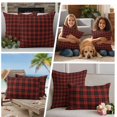 thumbnail image 5 of Red Black Christmas Outdoor Waterproof Pillow Covers, Winter Farmhouse Xmas Checkered Plaid Decorative Square Throw Pillowcase Sofa Cushion Sham for Patio/Couch/Chair, 16"x16" 2 Pack, 5 of 8