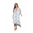 thumbnail image 3 of Beautybatik Grey Women Hippie Tie Dye Caftan Kaftan Loungewear Maxi Plus Size Long Dress 1X, 3 of 6