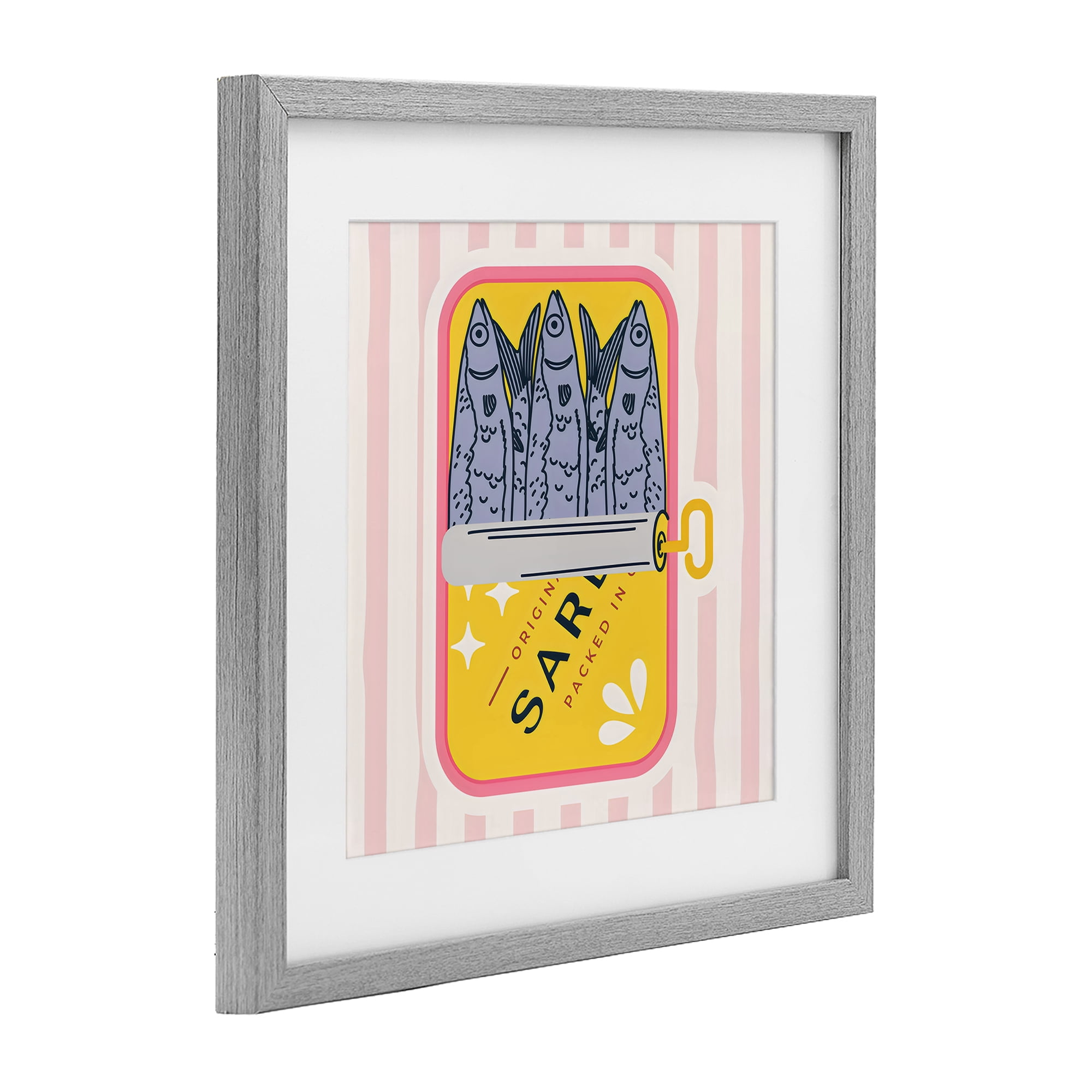 Stupell Industries Yellow Sardine Tin Gray Framed Print Under Glass, design by Creative Studio