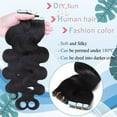 thumbnail image 4 of MY-LADY 20PCS Wavy Curly Tape in 100% Real Human Hair Extensions Hairpiece Skin Weft Full Head 14inch #01 Jet Black, 4 of 9