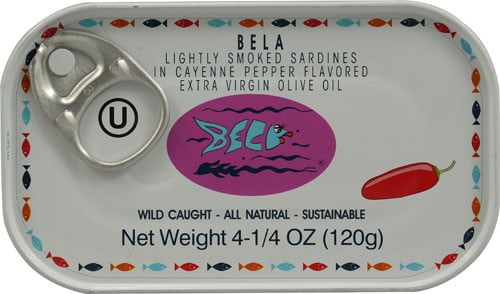 Bela All Natural Canned Sardines, in Cayenne Pepper Olive Oil, 4.25 Oz by Bela
