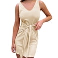 thumbnail image 2 of Robe Décontractée Mode pour Femmes Couleur Unie Tempérament Pull Sexy Taille Fine Sans Manches, 2 of 6