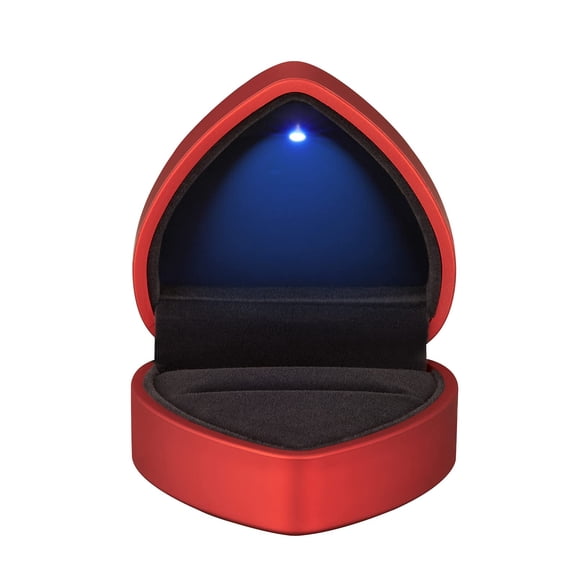 Heart Shaped Ring Box with LED Light, Small Jewelry Box, Velvet Earrings Jewelry Case with Light, Jewellry Display Box for Wedding, Engagement, Proposal, Birthday and Anniversary, Red